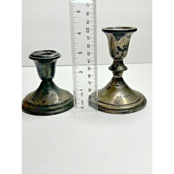 Gorham Towle Sterling Silver candlesticks Set 2 Weighted Patina As Shown 462 g main image 0